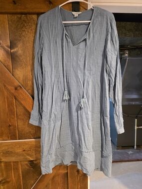 sundance boutique Light Blue Crinkled Tassel Tunic Dress